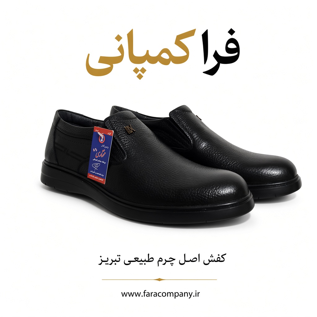 کفش رسمی و اداری مردانه بدون بند اصل چرم تبریز